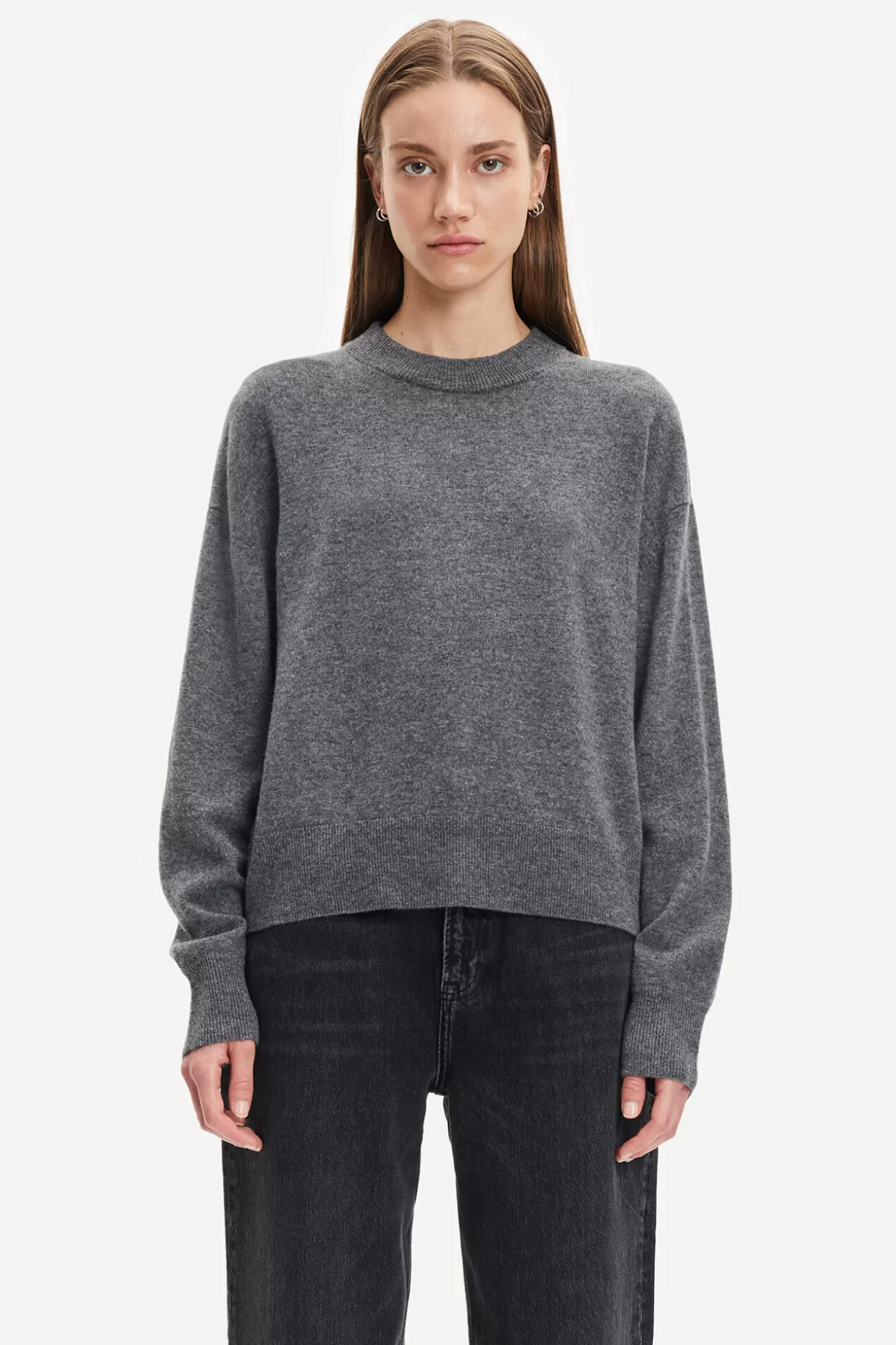 Pulls-Femme Samsøe Samsøe Amaris crew neck 12758 DARK GREY MEL.