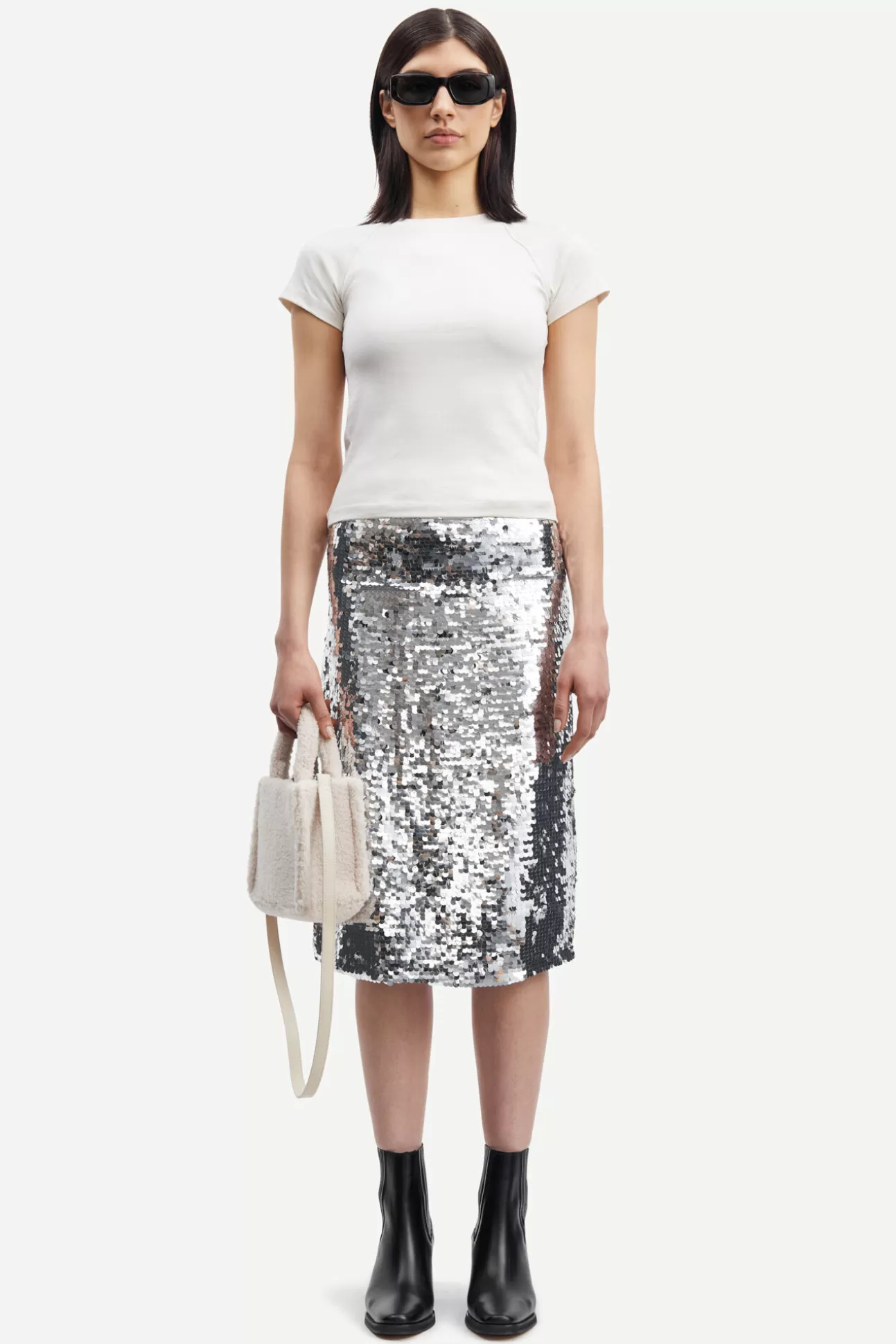 Shorts et jupes-Femme Samsøe Samsøe Angy skirt 15036 Silver