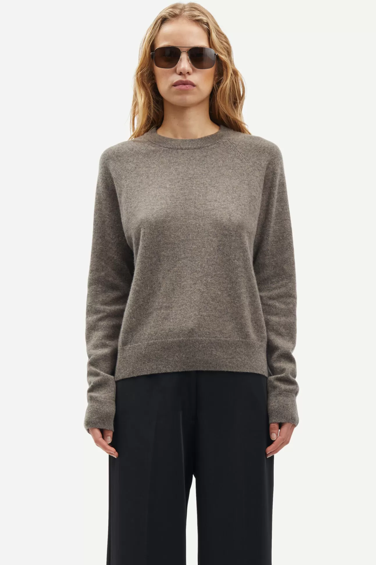 Pulls-Femme Samsøe Samsøe Boston o-neck 6304 GREY BLUE MEL.