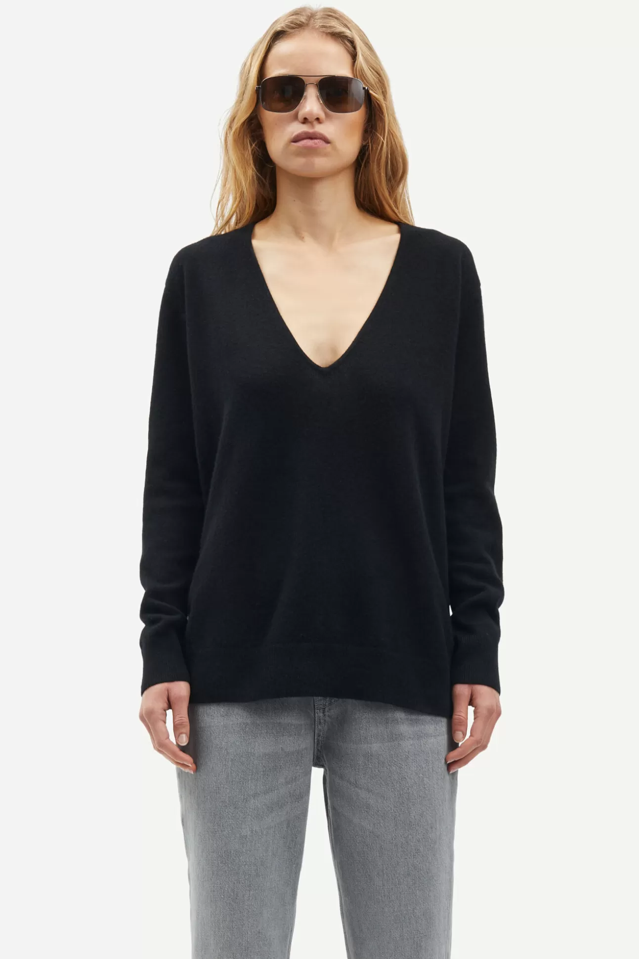 Pulls-Femme Samsøe Samsøe Boston v-neck 6304 Black