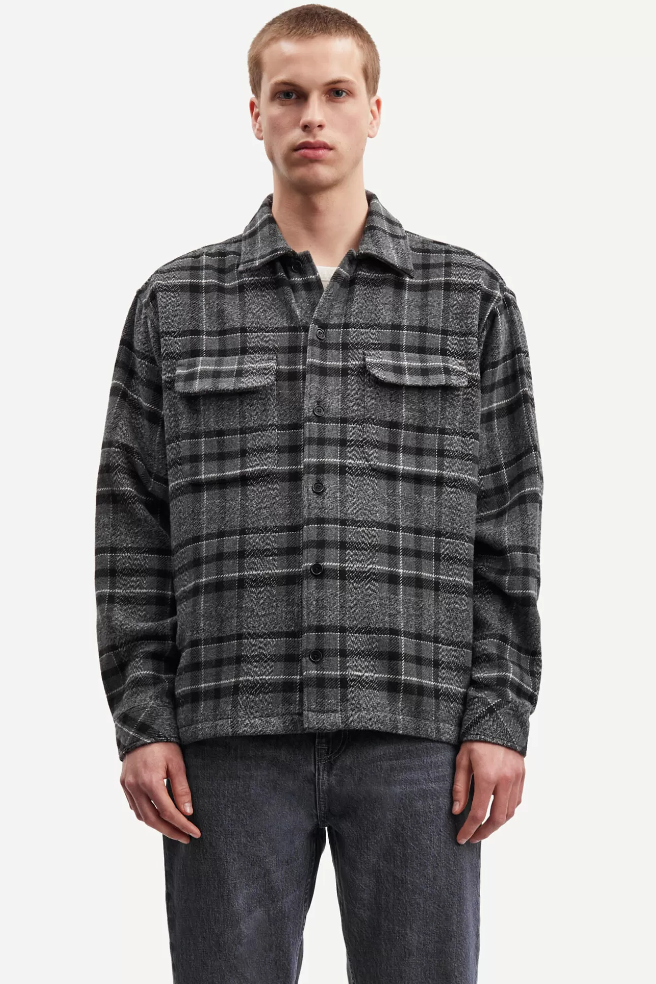 Chemises-Homme Samsøe Samsøe Castor H shirt 14089 Ultimate Gray Ch.