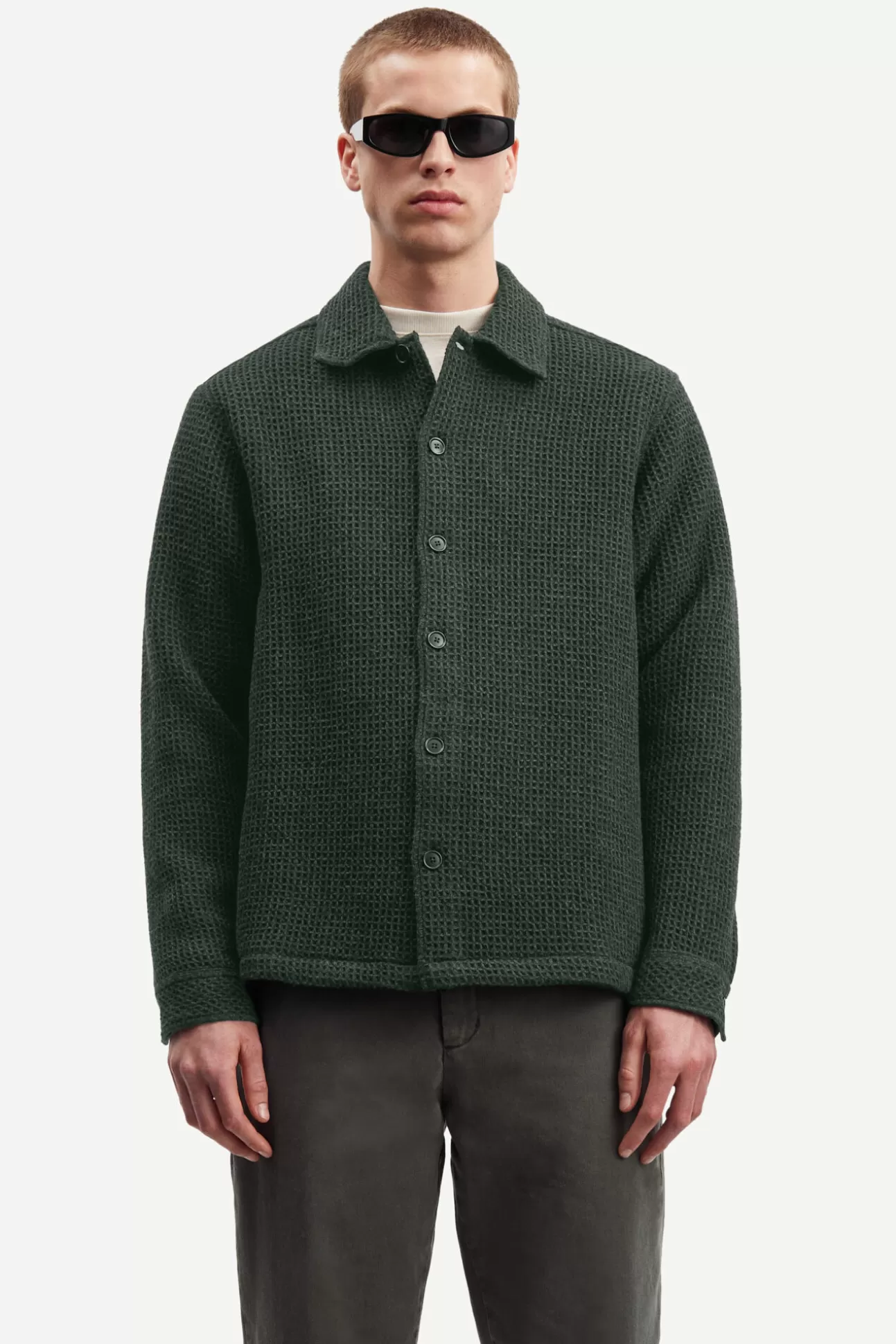 Chemises-Homme Samsøe Samsøe Castor X shirt 14536 Dark Green Mel.