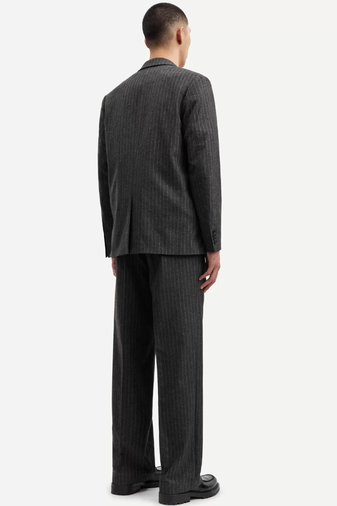 Pantalons-Homme Samsøe Samsøe Christoph trousers 14996 Dark Grey Pinstripe