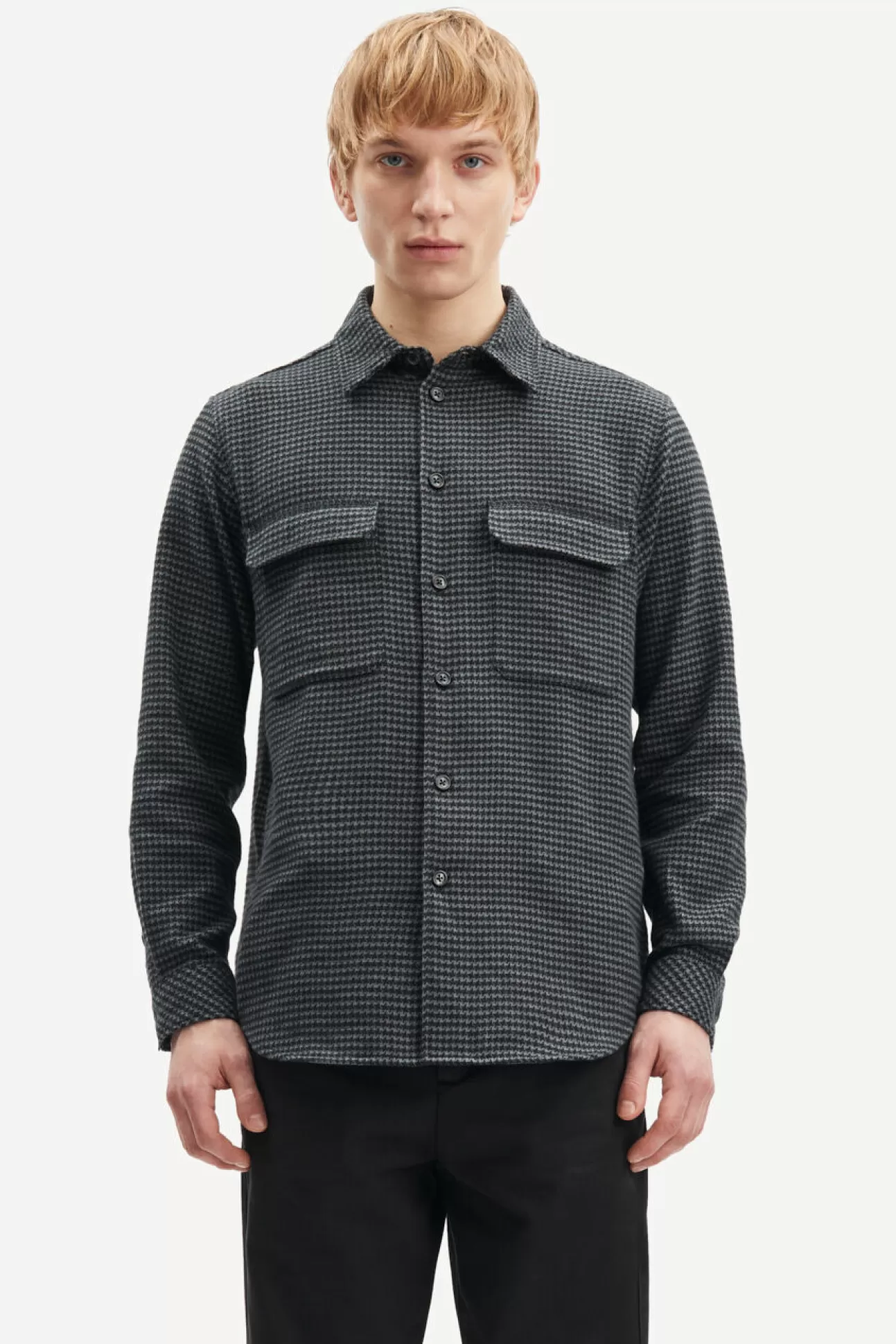 Chemises-Homme Samsøe Samsøe Damon E shirt 14424 Grey Houndstooth