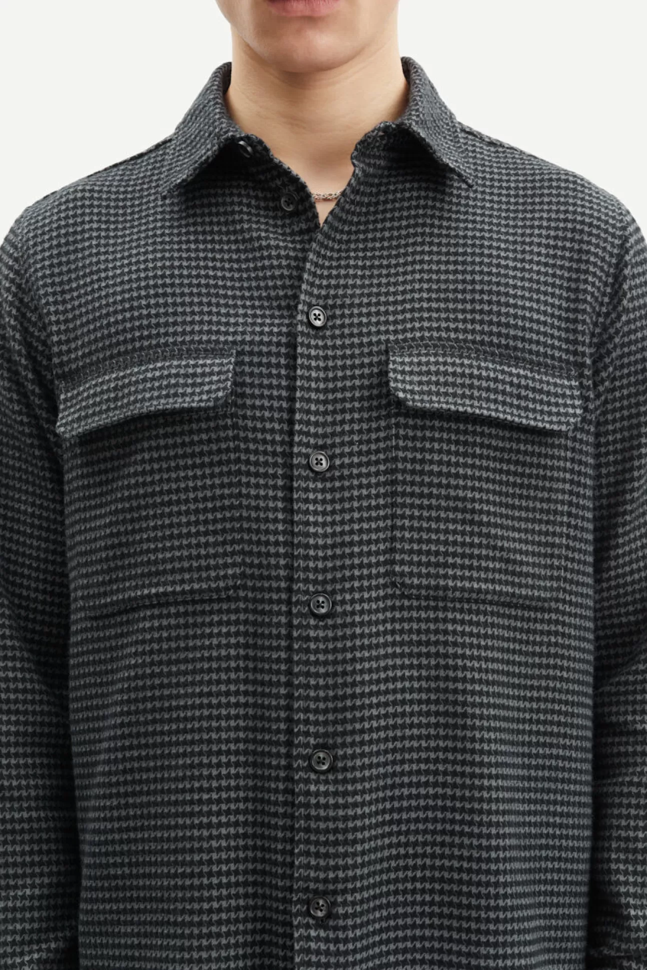 Chemises-Homme Samsøe Samsøe Damon E shirt 14424 Grey Houndstooth