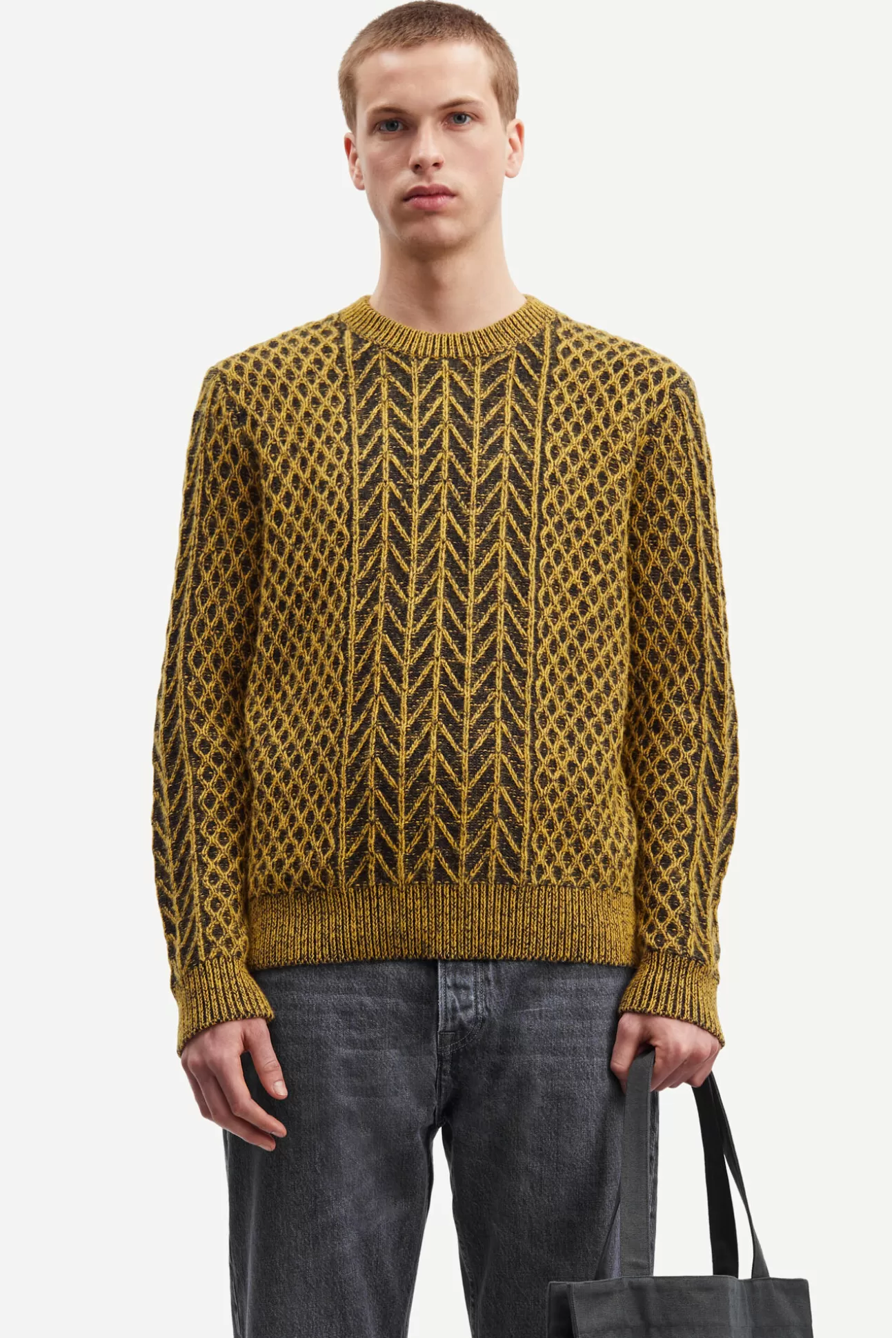 Pulls-Homme Samsøe Samsøe Ethan crew neck 15055 Golden Spice Mel.