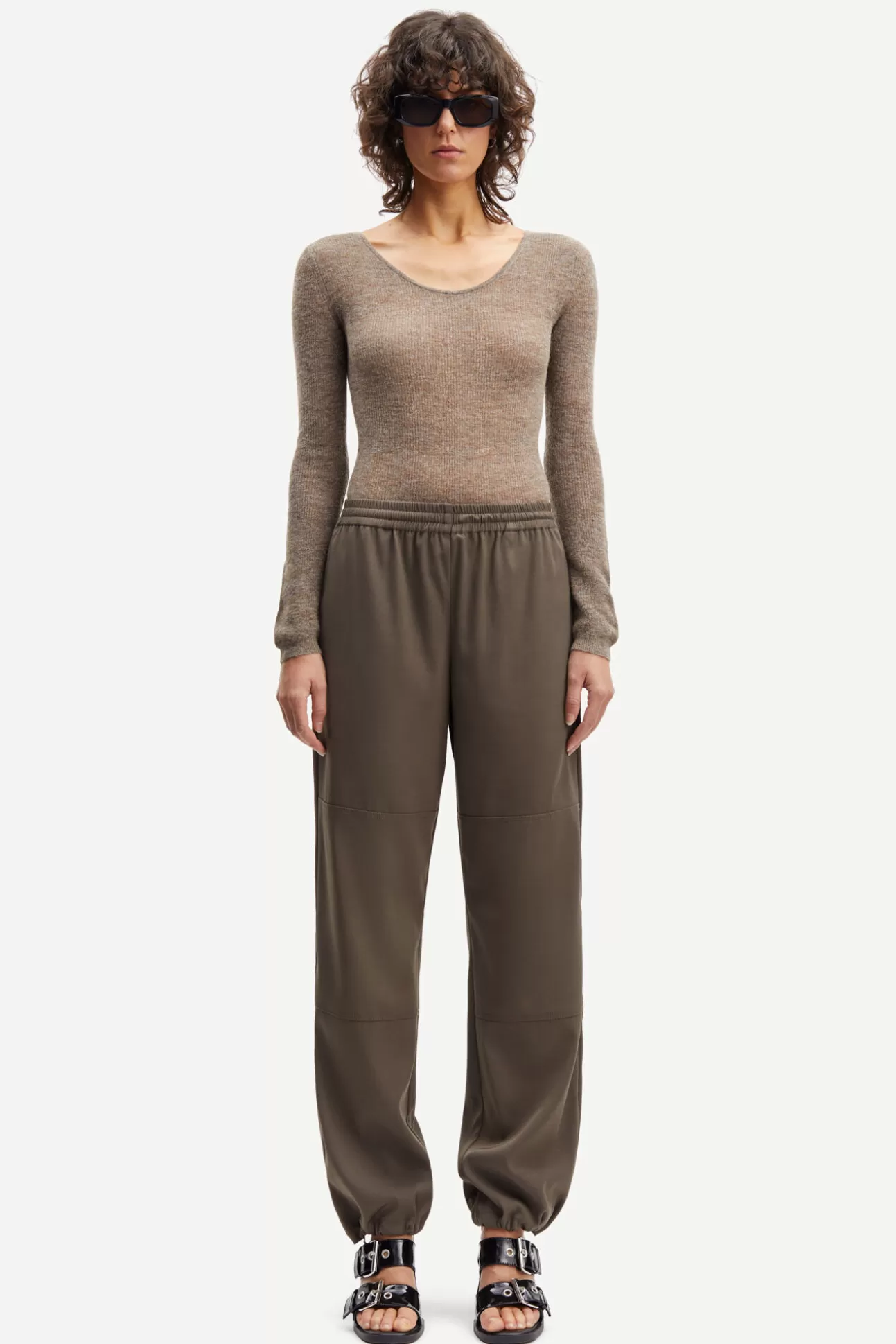 Pantalons-Femme Samsøe Samsøe Gira Trousers 14635 Major Brown