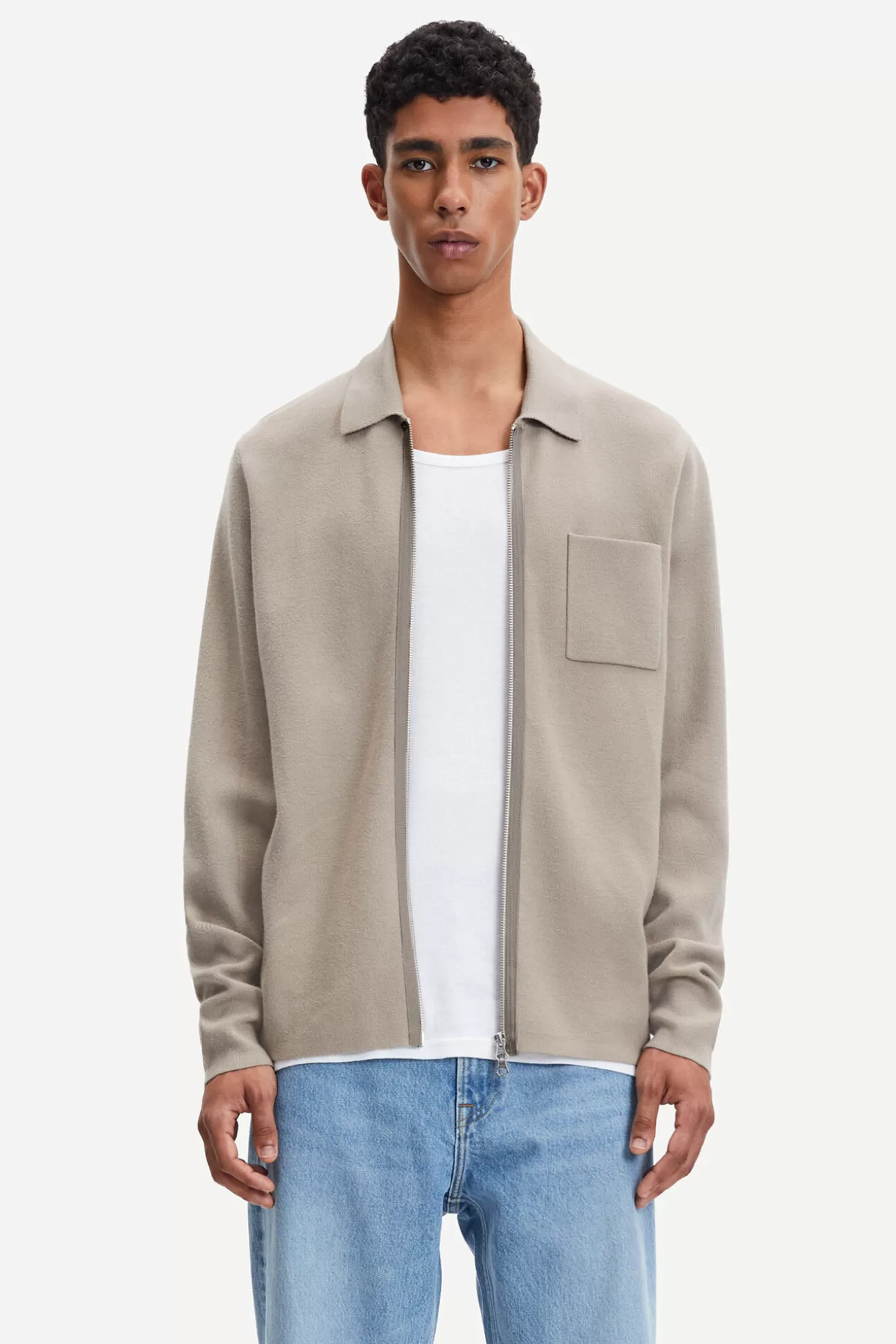 Pulls-Homme Samsøe Samsøe Guna X zip 10490 Pure Cashmere