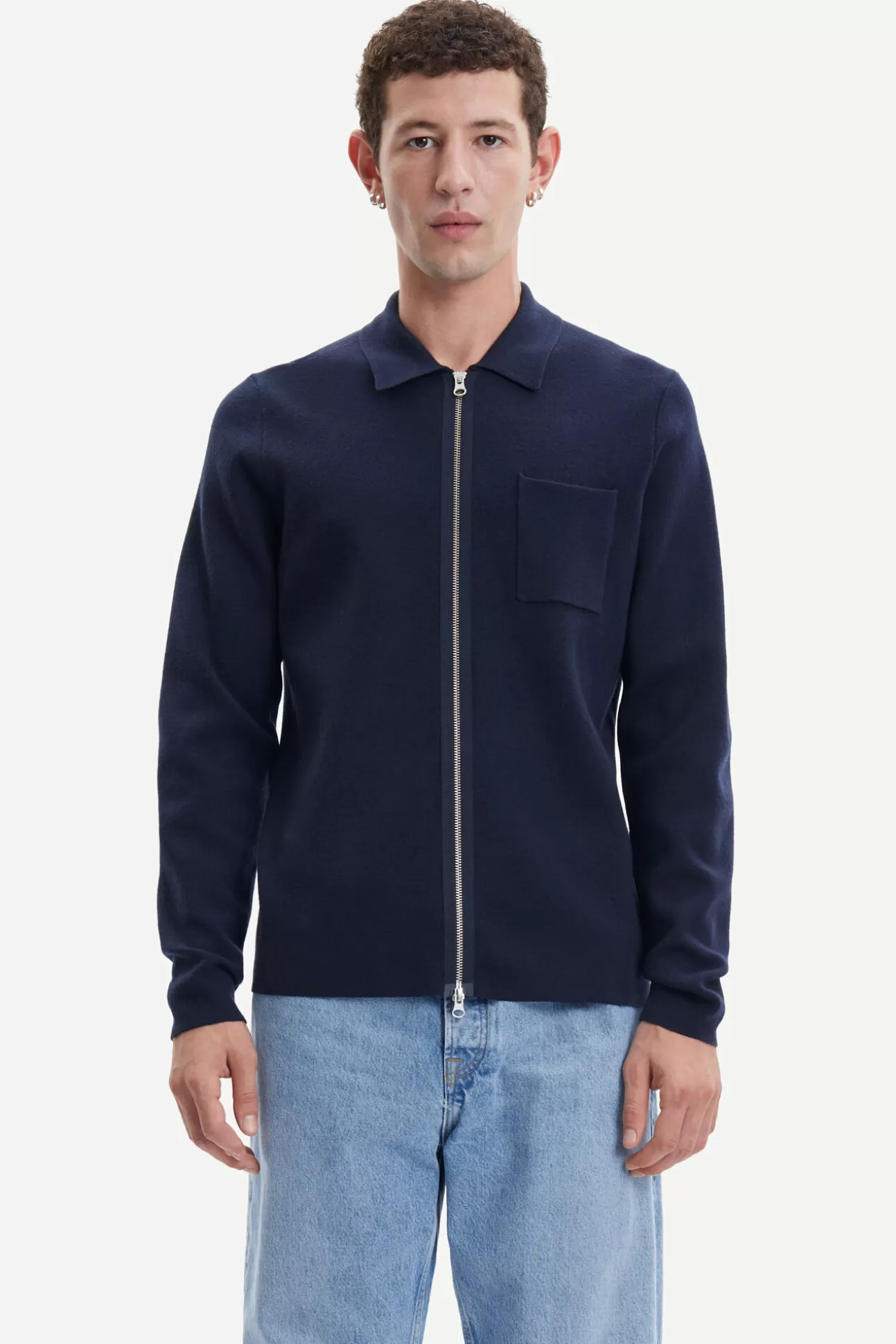 Pulls-Homme Samsøe Samsøe Guna X zip 10490 Sky Captain