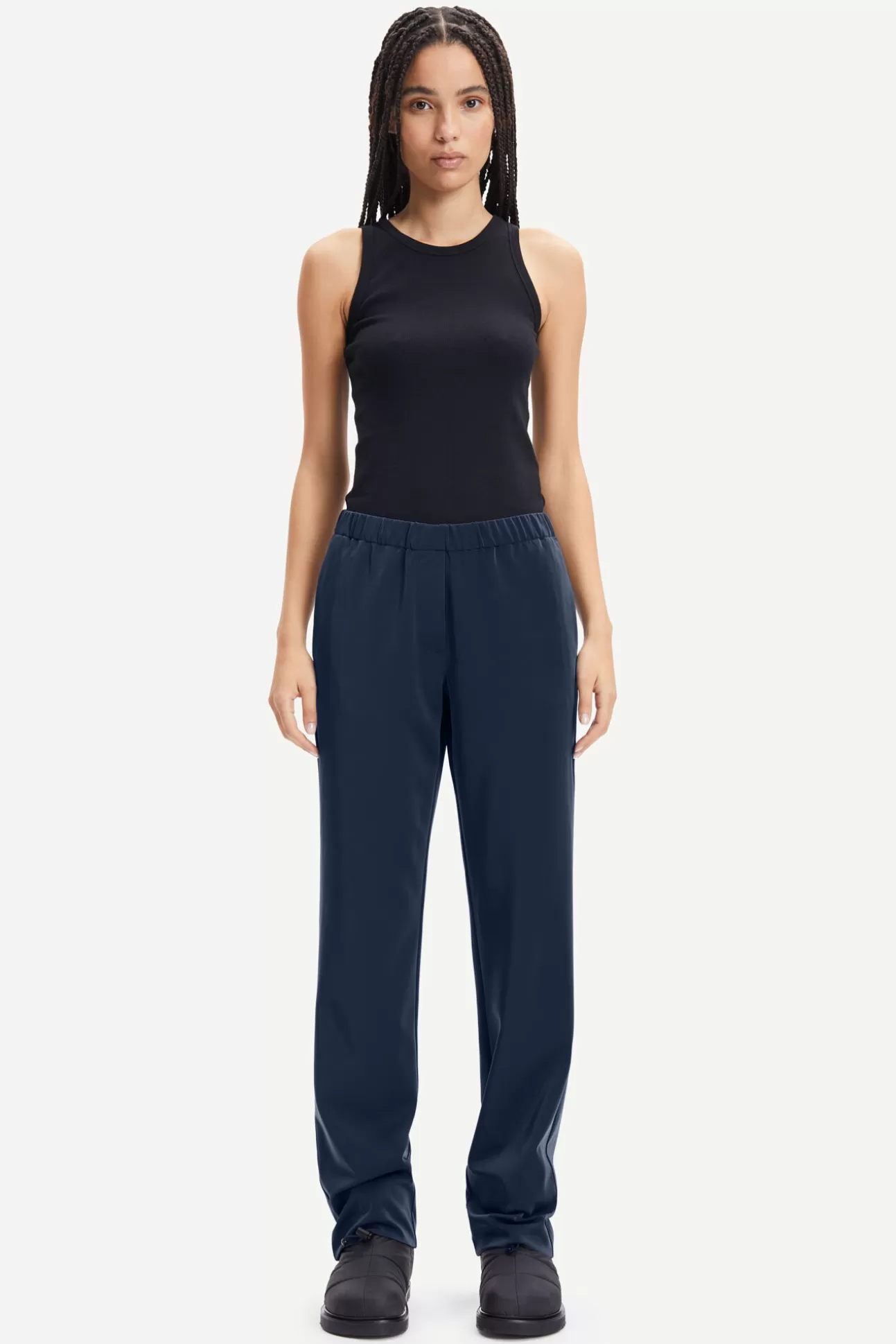 Pantalons-Femme Samsøe Samsøe Hoys straight pants 7331 Night Sky