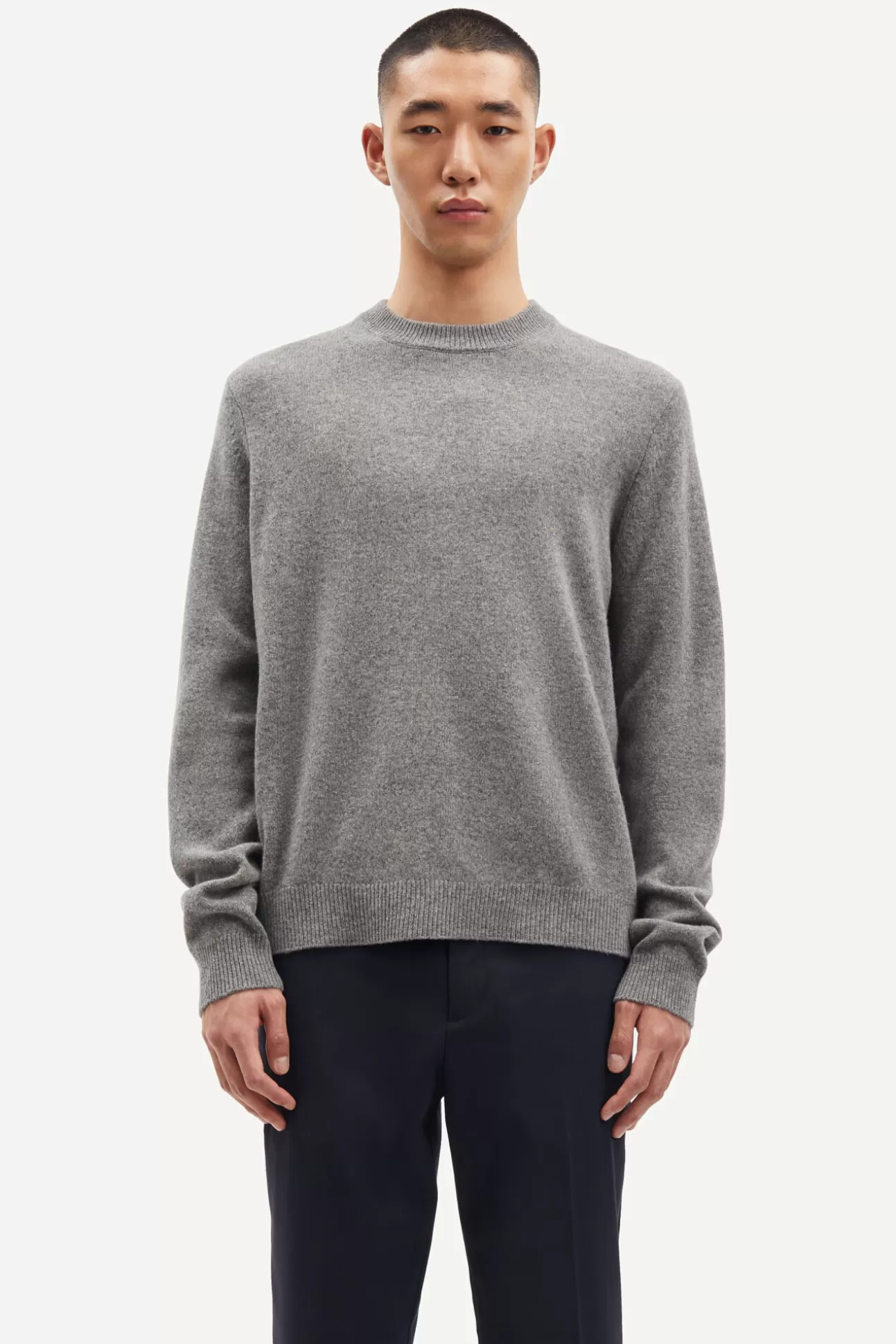 Pulls-Homme Samsøe Samsøe Isak Knit Sweater 15010 Dark Grey Mel.