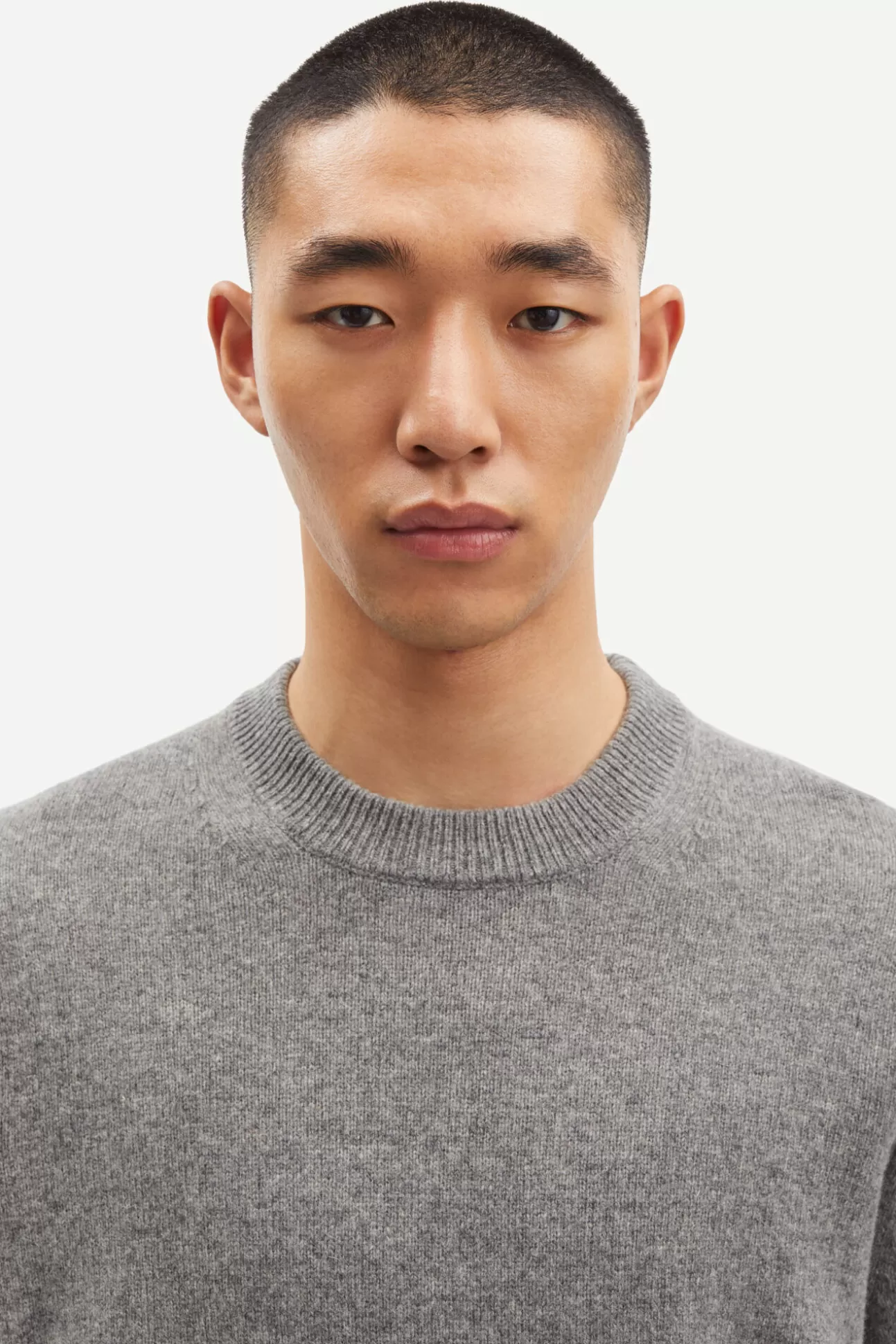 Pulls-Homme Samsøe Samsøe Isak Knit Sweater 15010 Dark Grey Mel.