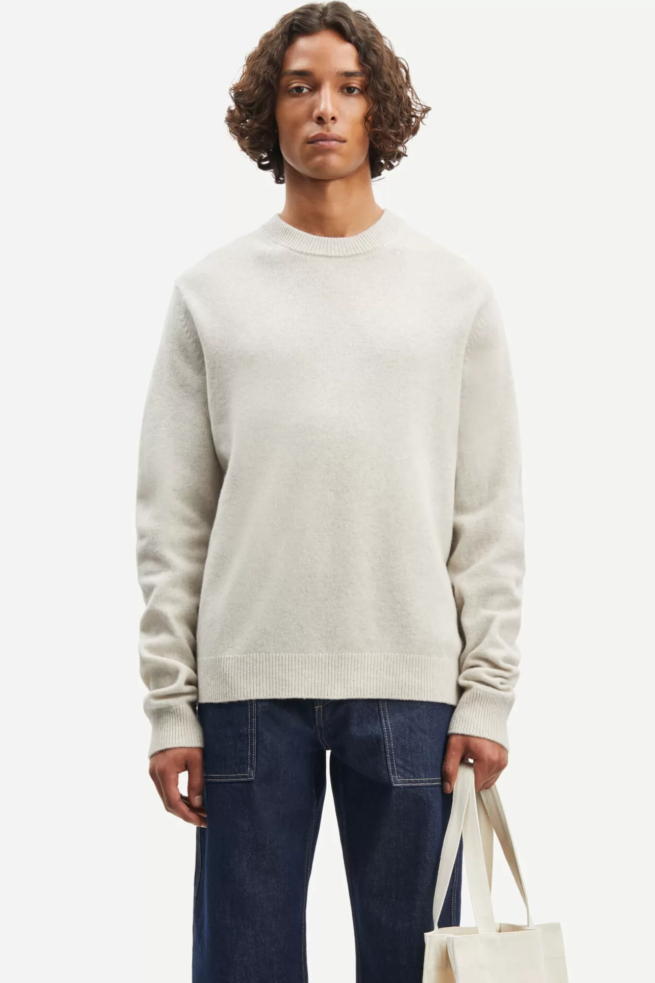 Pulls-Homme Samsøe Samsøe Isak Knit Sweater 15010 Silver Lining