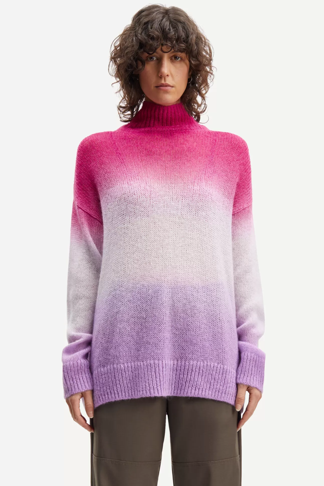 Pulls-Femme Samsøe Samsøe Juliette turtleneck 14946 Fuchsia Fedora Ombre