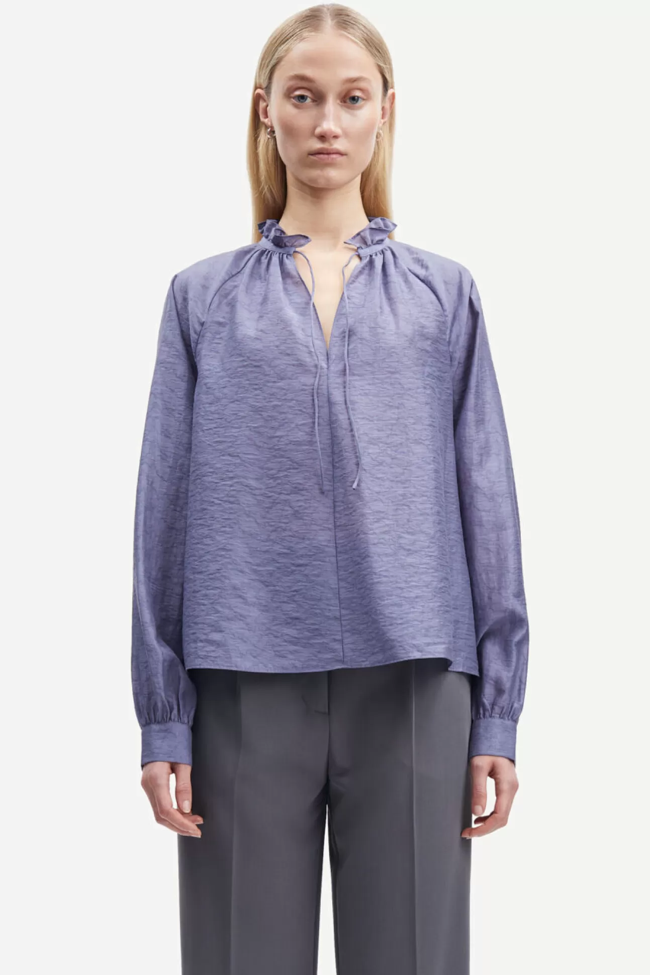 T-shirts et hauts | Chemises et chemisiers-Femme Samsøe Samsøe Karookhi blouse 14641 Blue Granite Whizz