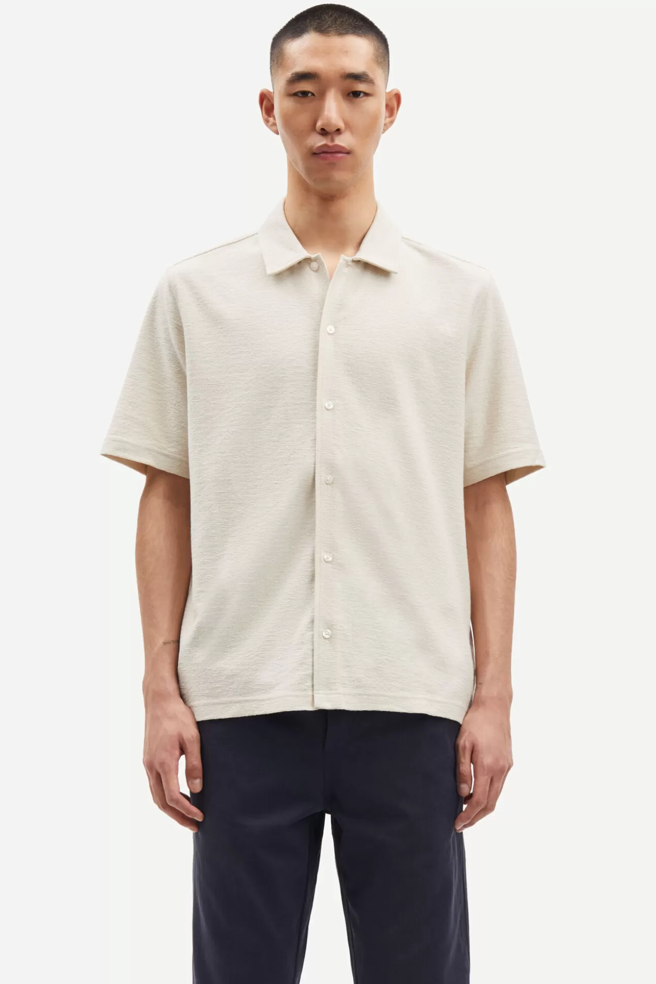 Chemises-Homme Samsøe Samsøe Kvistbro shirt 11600 Oatmeal