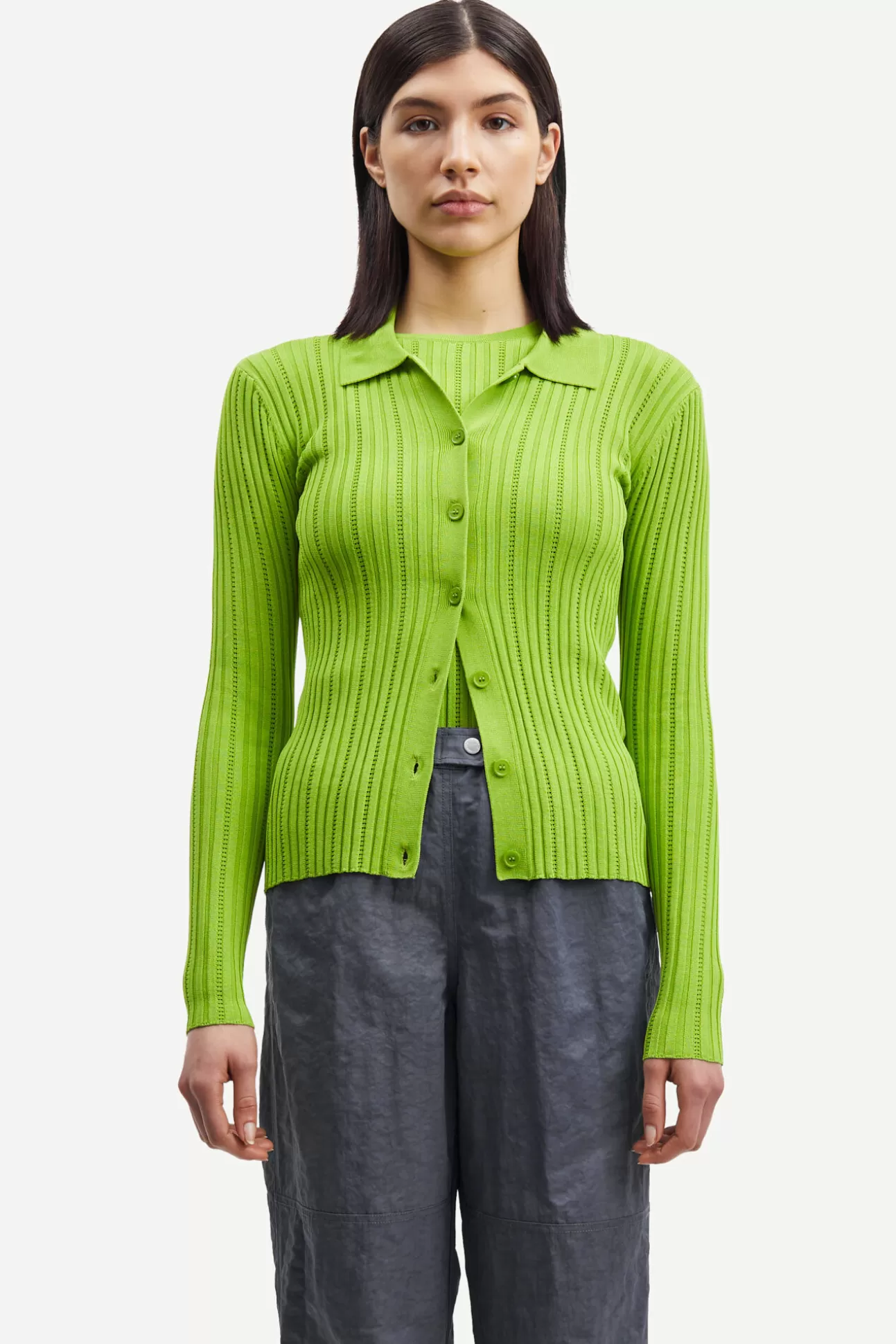 Pulls-Femme Samsøe Samsøe Lea cardigan 15025 Macaw Green