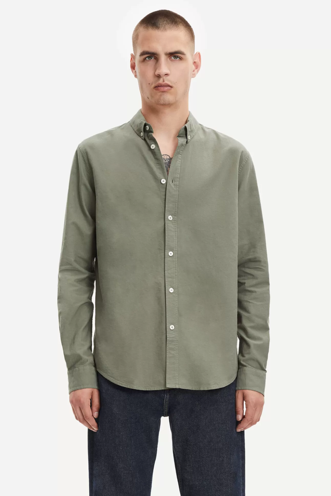 Chemises-Homme Samsøe Samsøe Liam BX shirt 11389 Deep Lichen Green