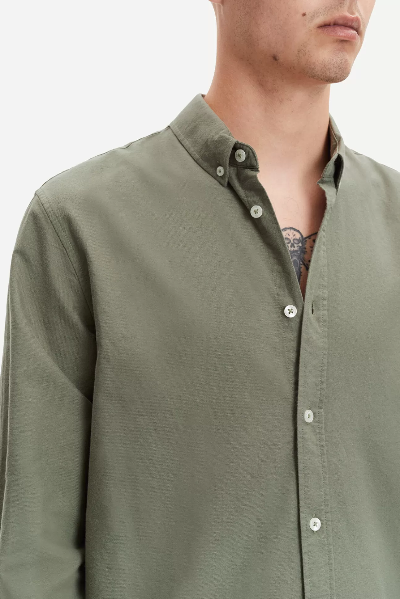 Chemises-Homme Samsøe Samsøe Liam BX shirt 11389 Deep Lichen Green