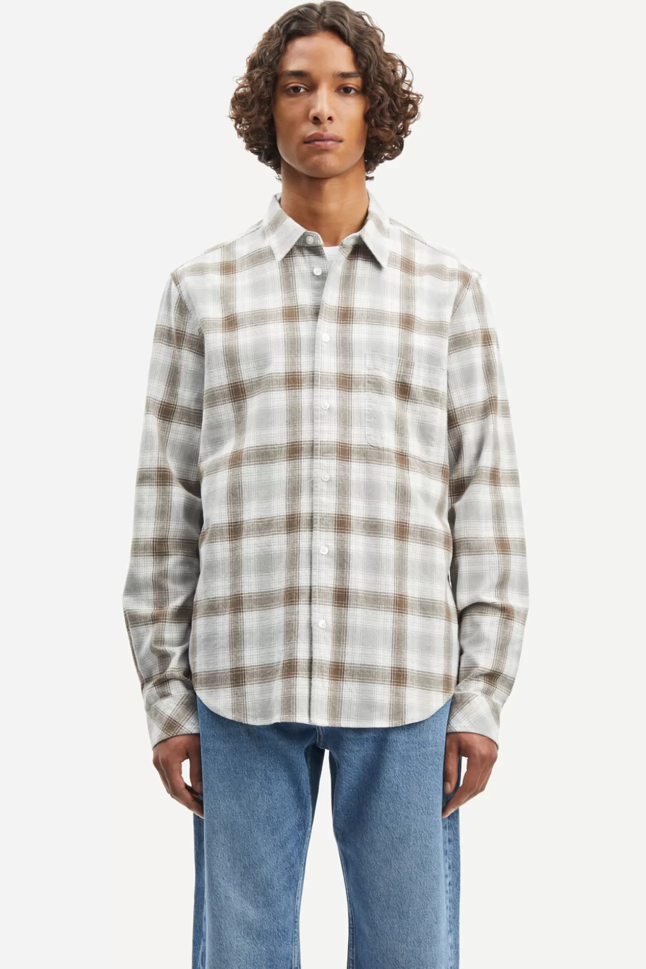 Chemises-Homme Samsøe Samsøe Liam FF shirt 14975 Major Brown Ch.