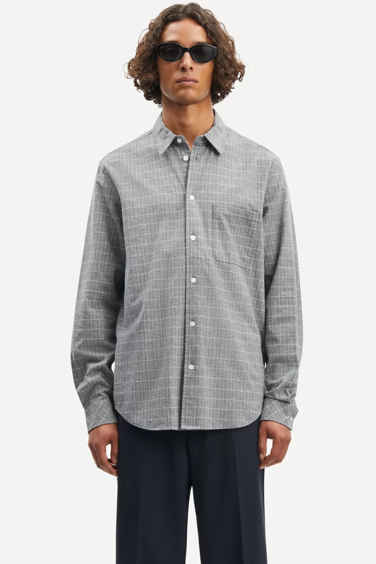 Chemises-Homme Samsøe Samsøe Liam FF shirt 14975 Ultimate Gray Ch.