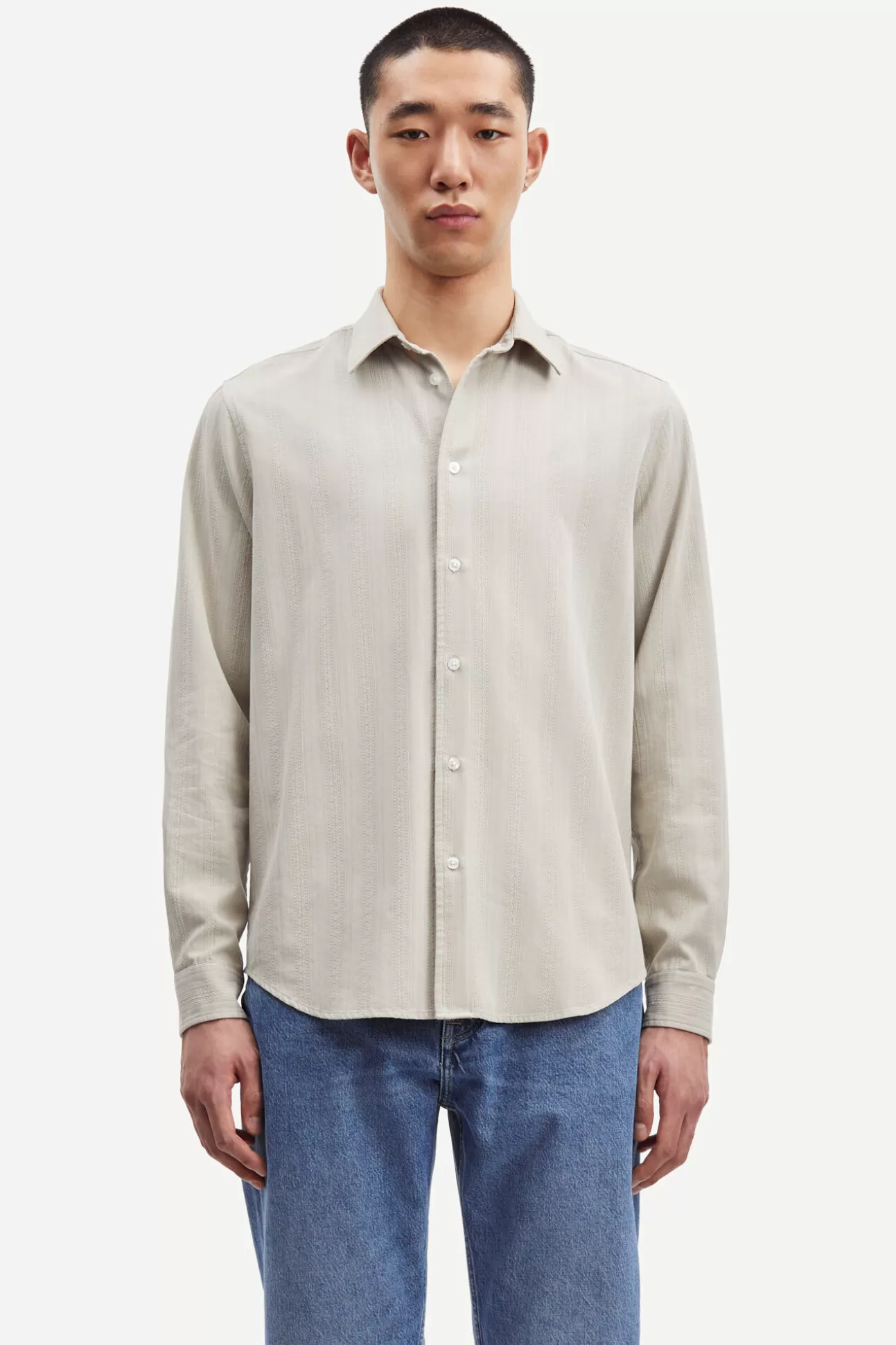 Chemises-Homme Samsøe Samsøe Liam FX shirt 14979 Silver Lining