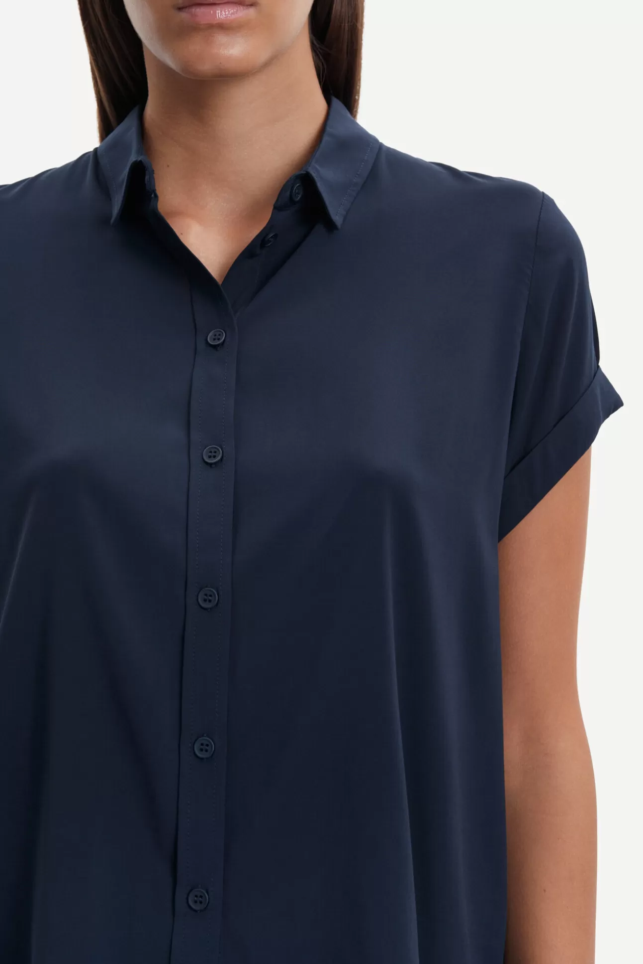 Chemises et chemisiers-Femme Samsøe Samsøe Majan ss shirt 9942 DARK SAPPHIRE