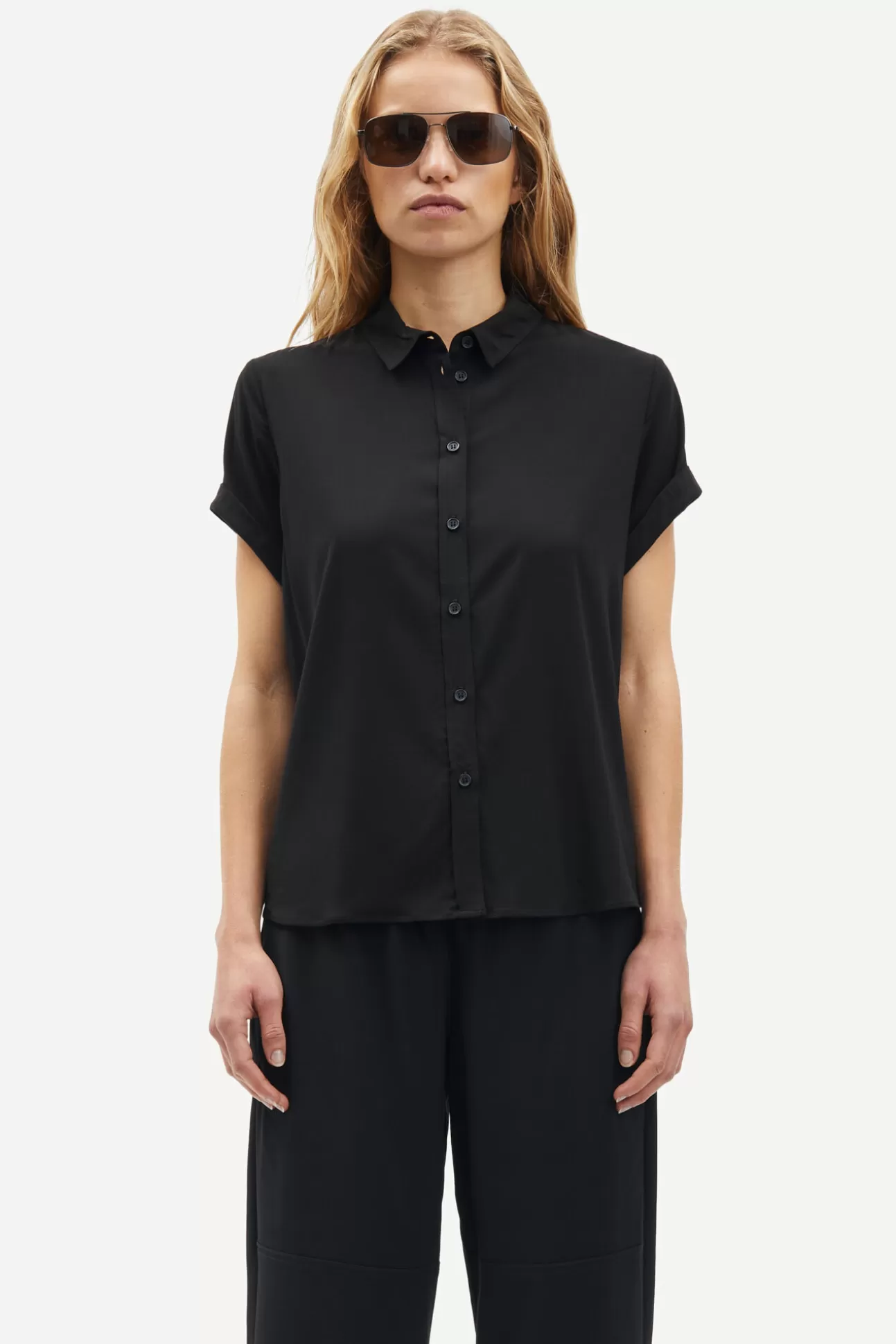 Chemises et chemisiers-Femme Samsøe Samsøe Majan ss shirt 9942 Black