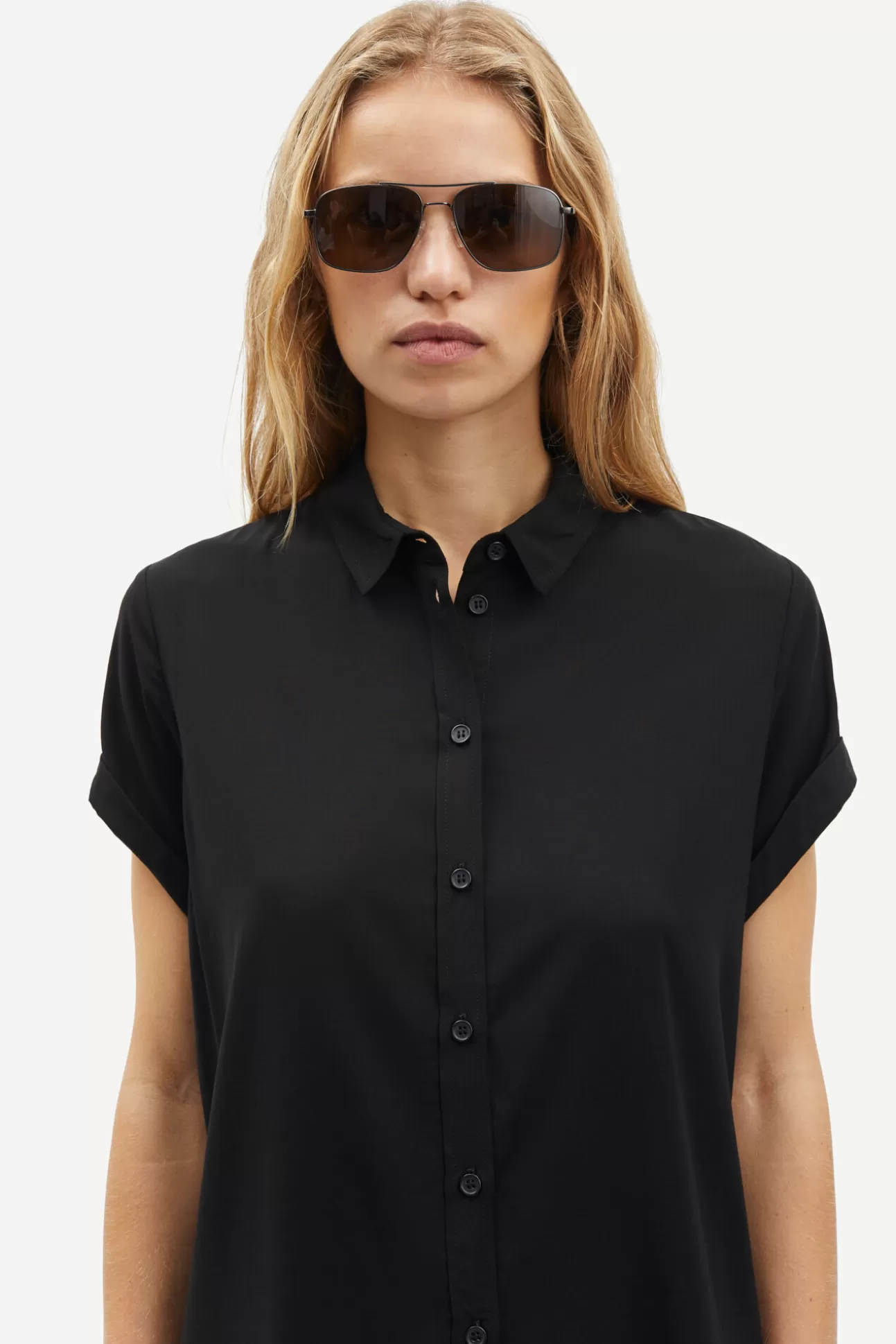 Chemises et chemisiers-Femme Samsøe Samsøe Majan ss shirt 9942 Black