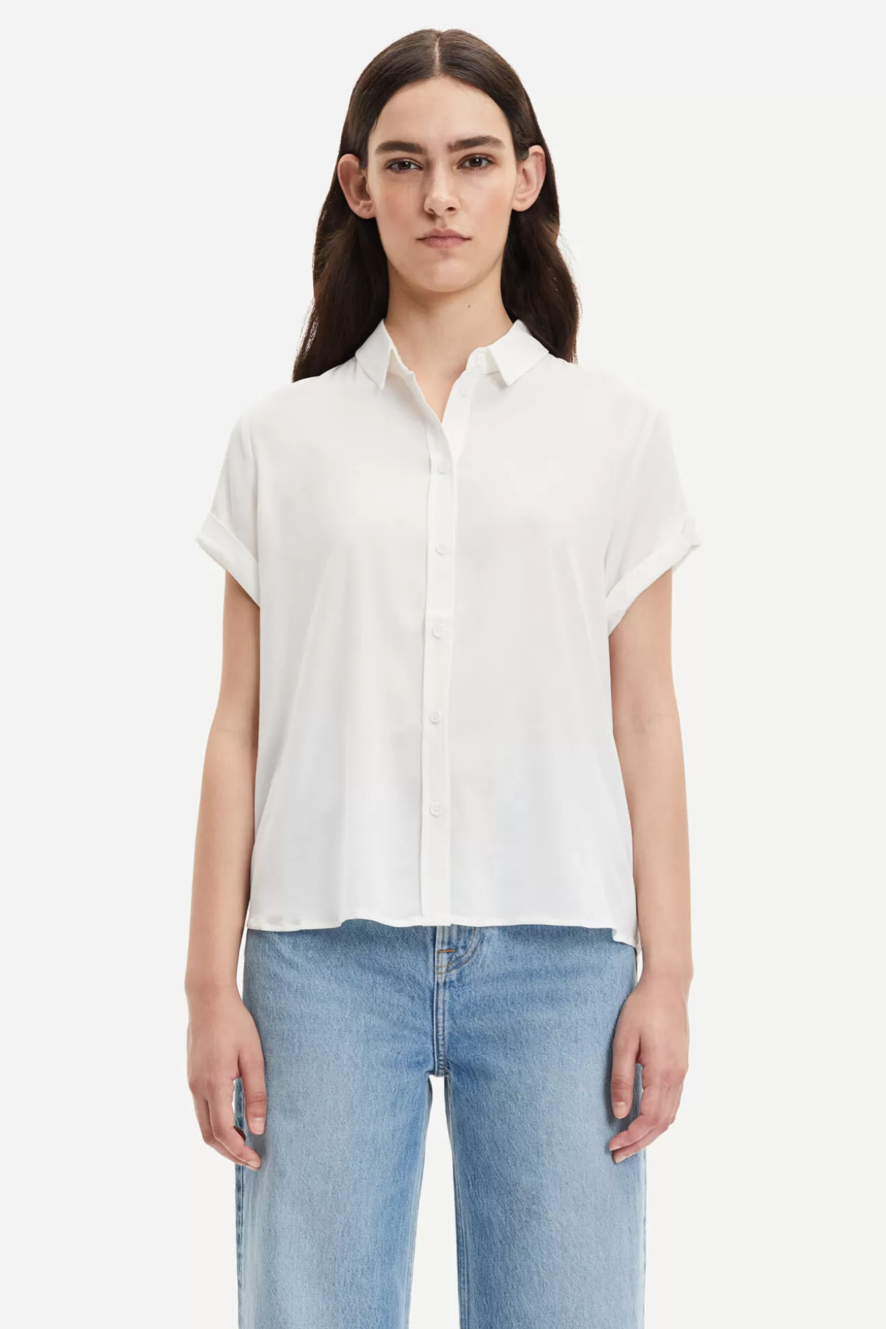 Chemises et chemisiers-Femme Samsøe Samsøe Majan ss shirt 9942 CLEAR CREAM