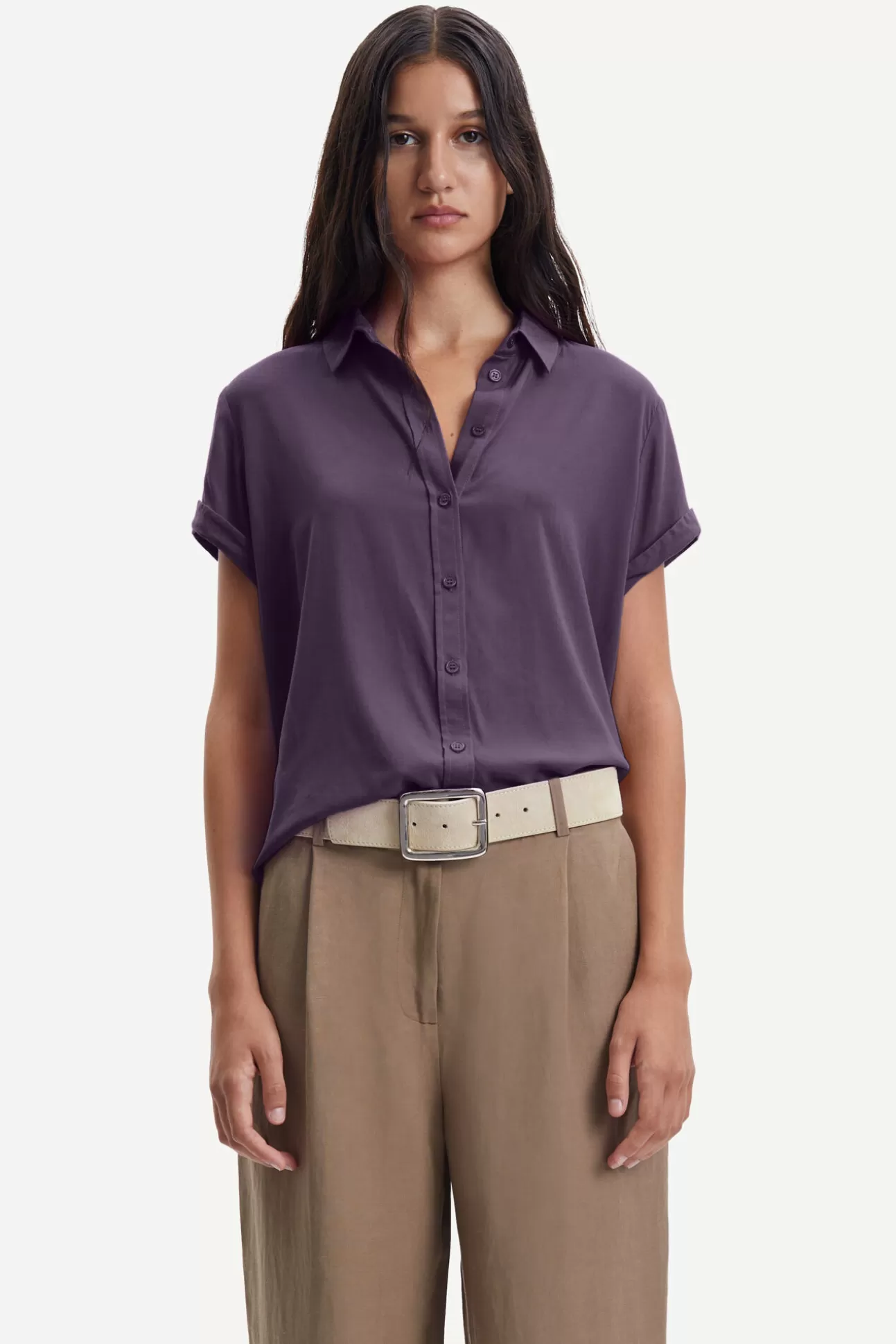 Chemises et chemisiers-Femme Samsøe Samsøe Majan ss shirt 9942 Sweet Grape