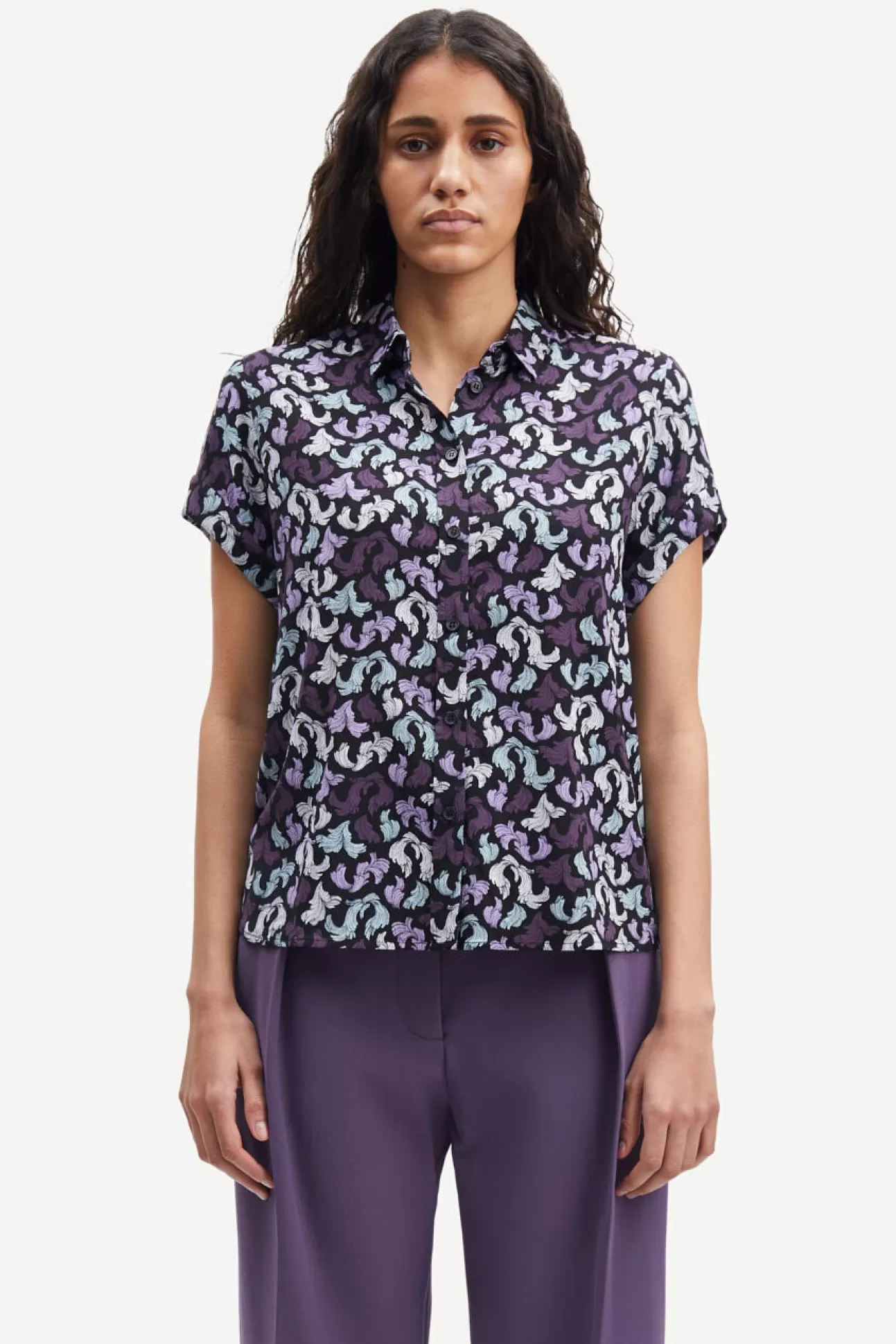 Chemises et chemisiers-Femme Samsøe Samsøe Majan ss shirt aop 9942 Wings Rhapsody