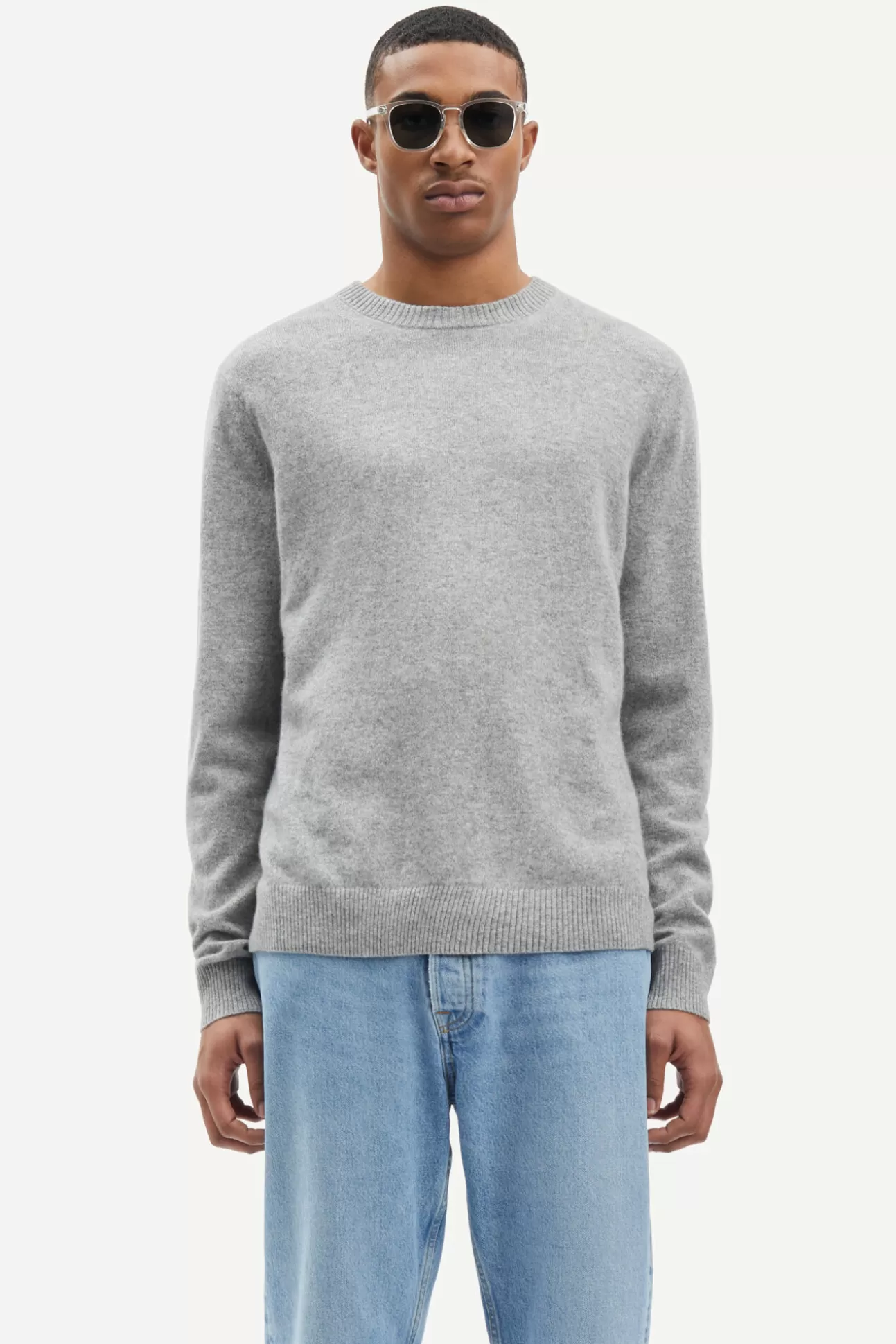 Pulls-Homme Samsøe Samsøe Nobis crew neck 6304 Grey mel.