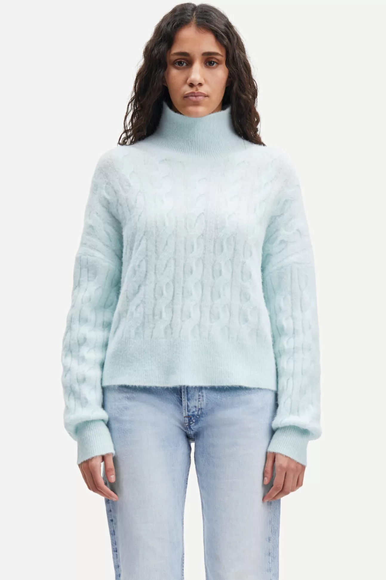 Pulls-Femme Samsøe Samsøe Nola t-n cable 7355 Misty Blue