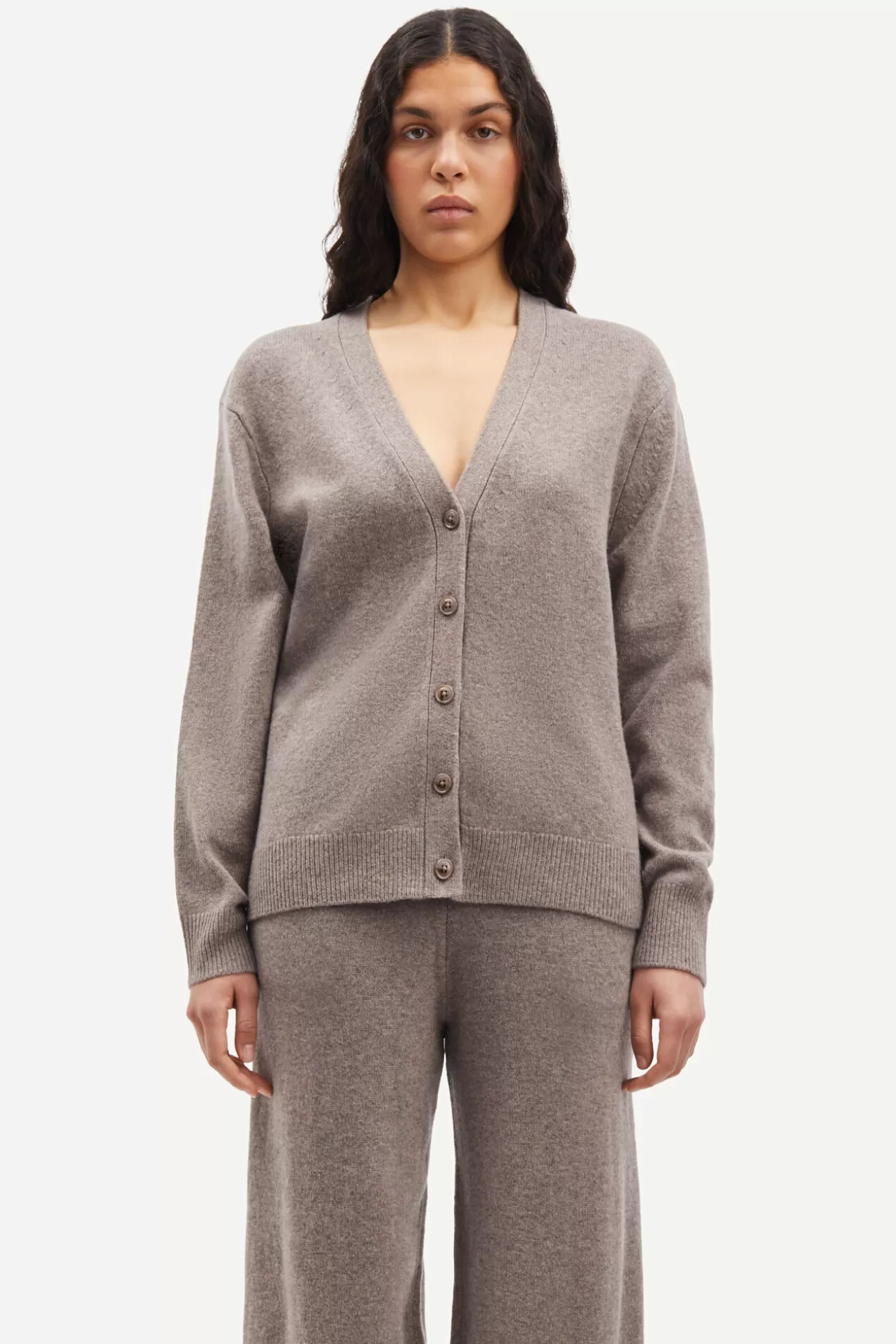 Ensembles assortis | Loungewear | Pulls-Femme Samsøe Samsøe Sacharlotte Knit Cardigan 15010 GREY BLUE MEL.