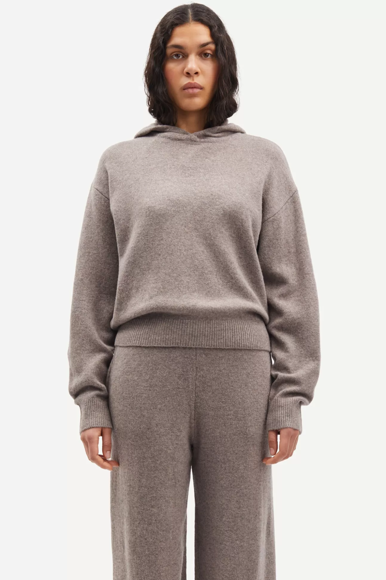 Ensembles assortis | Loungewear-Femme Samsøe Samsøe Sacharlotte Knit Hoodie 15010 GREY BLUE MEL.