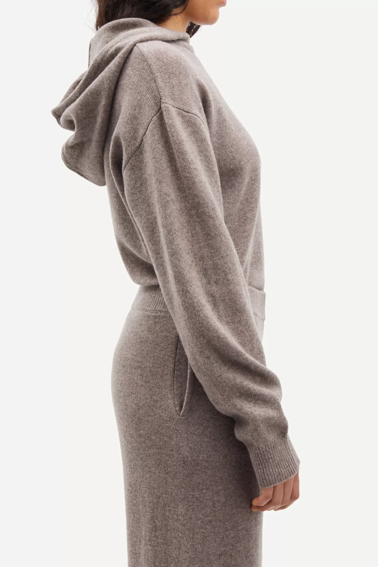 Ensembles assortis | Loungewear-Femme Samsøe Samsøe Sacharlotte Knit Hoodie 15010 GREY BLUE MEL.