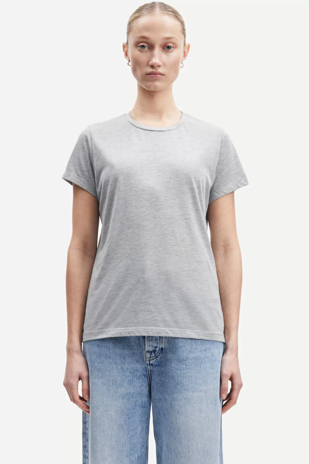 T-shirts et hauts-Femme Samsøe Samsøe Solly tee solid 205 Grey mel.