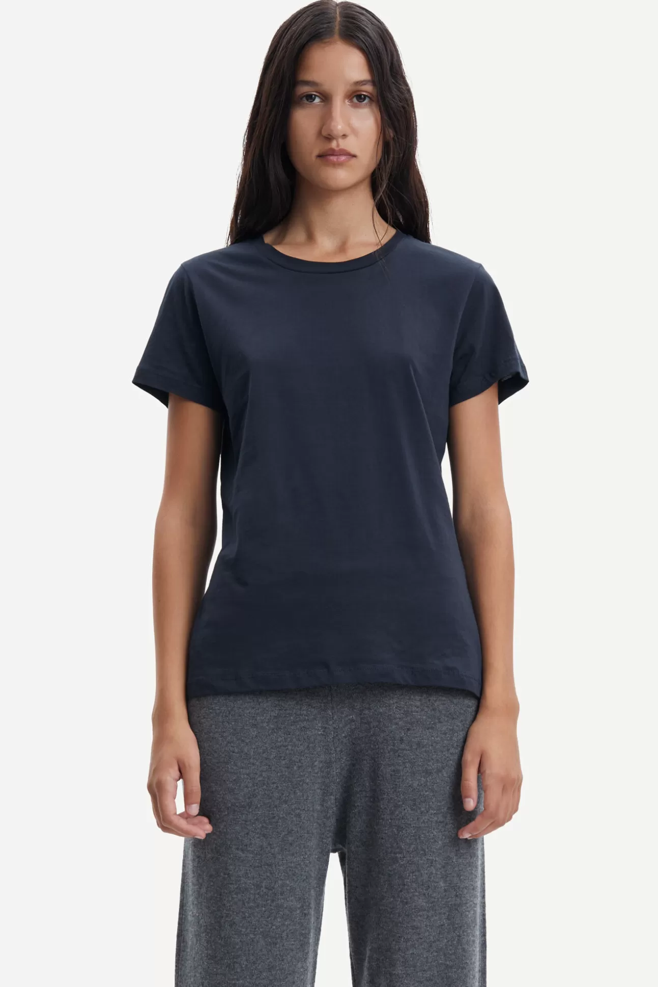 T-shirts et hauts-Femme Samsøe Samsøe Solly tee solid 205 Sky Captain