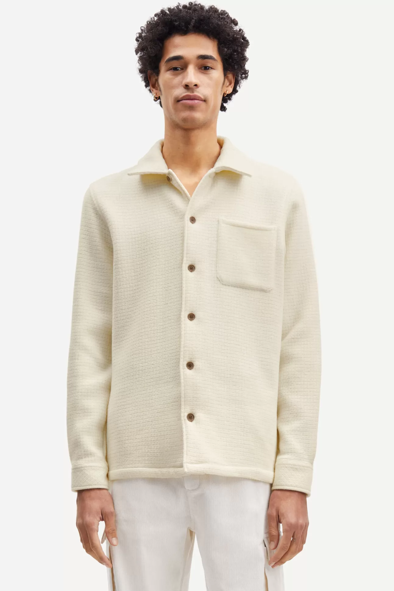 Chemises-Homme Samsøe Samsøe Taka JS shirt 14920 CLEAR CREAM