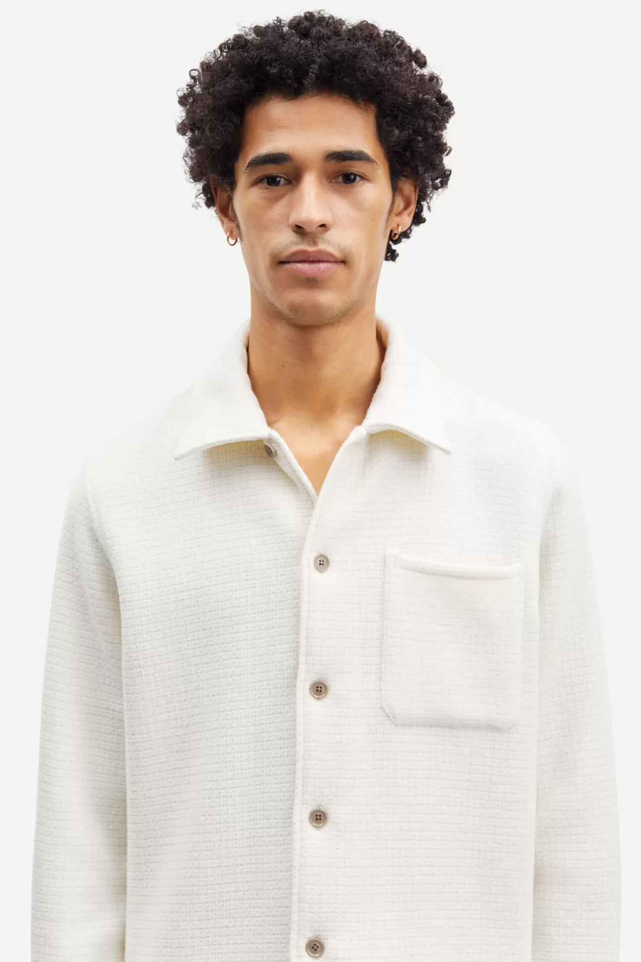 Chemises-Homme Samsøe Samsøe Taka JS shirt 14920 CLEAR CREAM